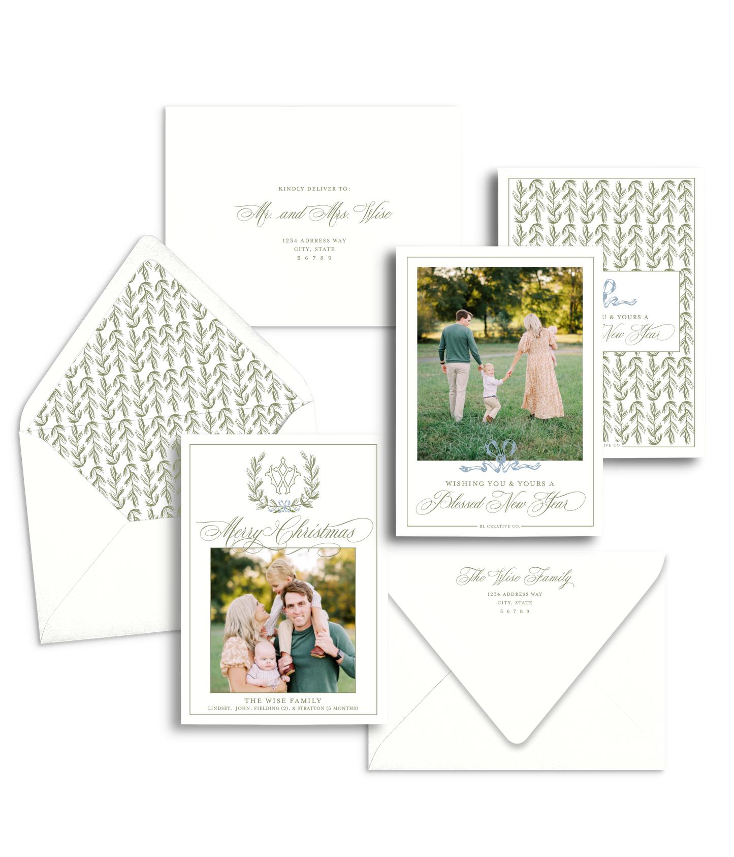 A Blue And Green Christmas Card