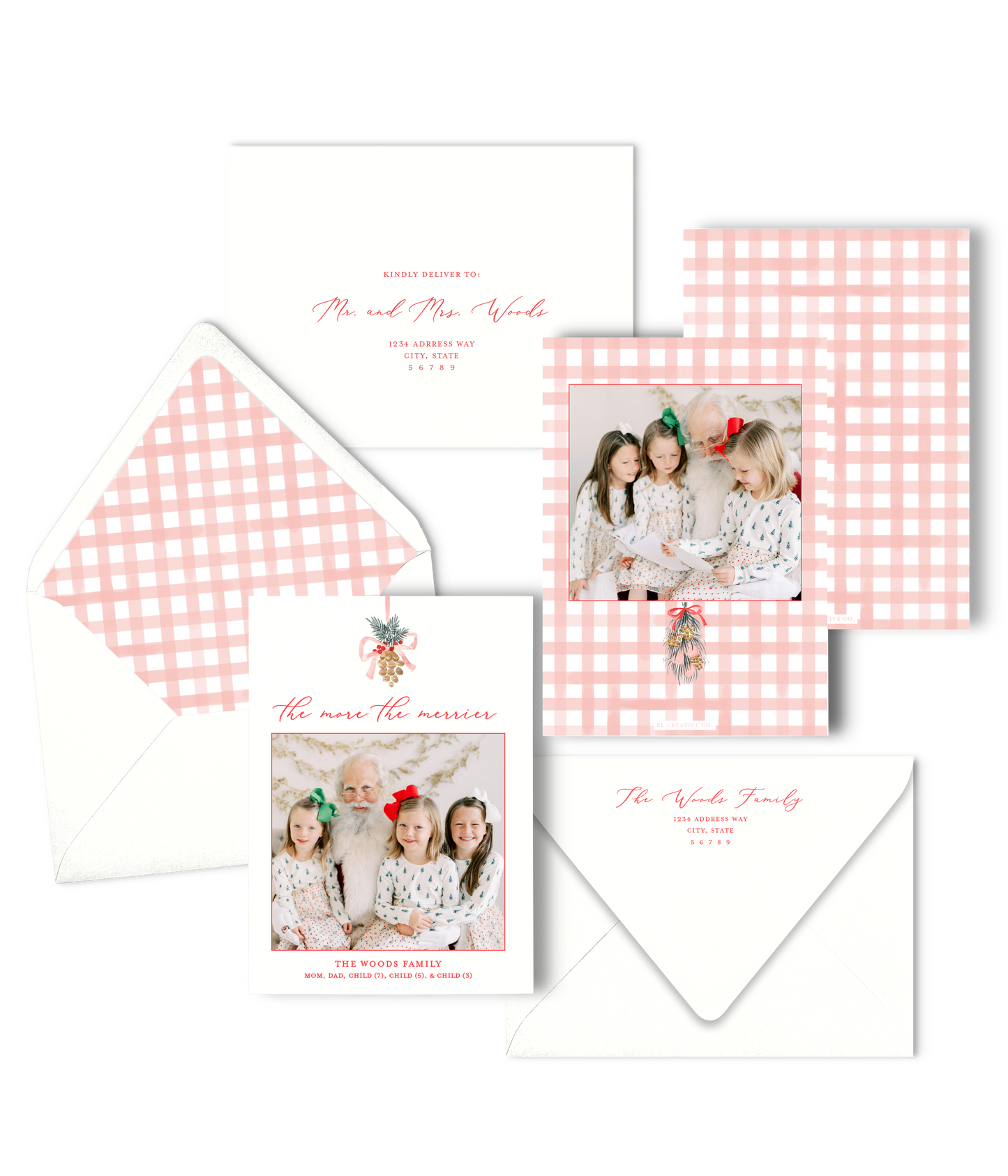 Pink Christmas Pinecone Card